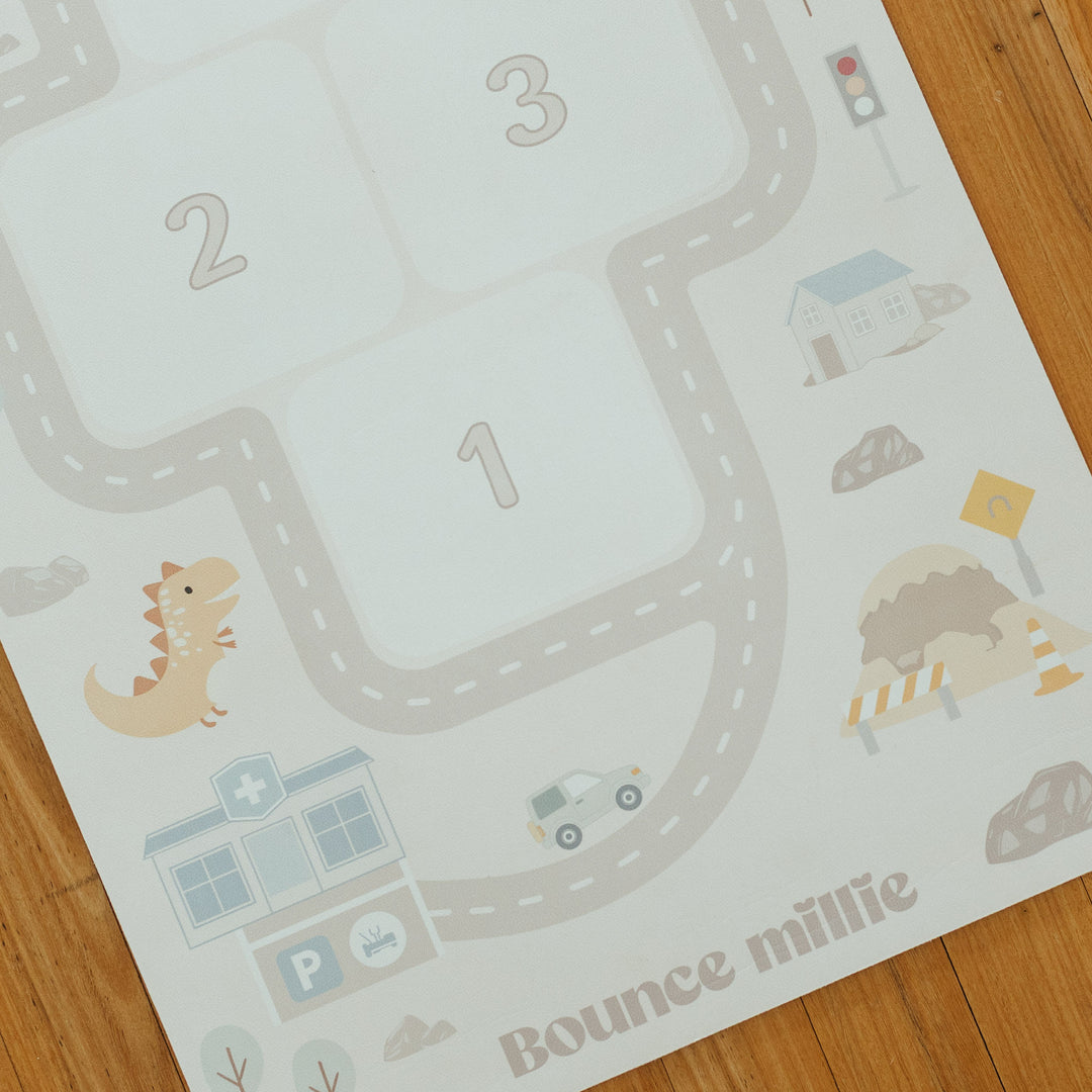Dinosaur Construction Hopscotch Play Mat + Bean Bags