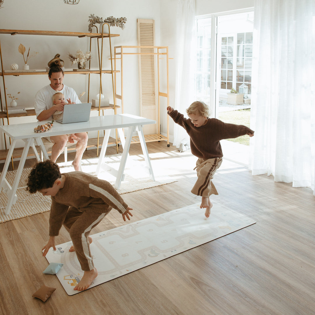 Dinosaur Construction Hopscotch Play Mat + Bean Bags